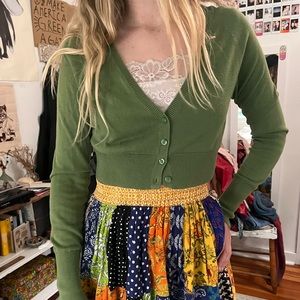 Green Cropped Cardigan